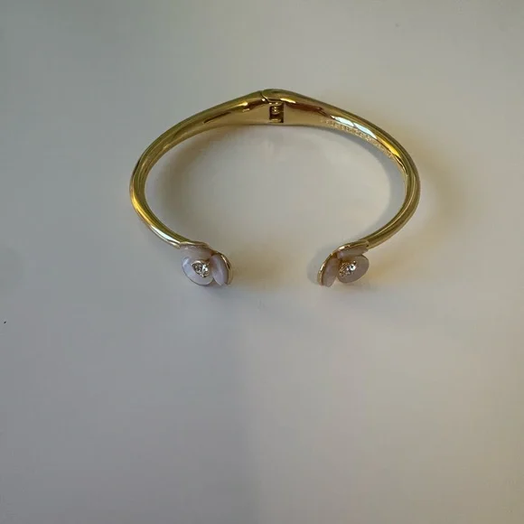 Kate Spade Gold-Tone Open Cuff Bracelet with Cream Flower Accents - Picture 1 of 3